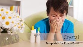  Presentation with sneezing - Cool new slide deck with young-boy-with-various-nose backdrop and a coral colored foreground