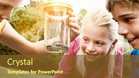  Presentation with outdoors - Audience pleasing theme consisting of young-boys-and-girl-looking backdrop and a tawny brown colored foreground