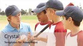 Presentation with baseball team - Amazing presentation having young boys in baseball team backdrop and a coral colored foreground