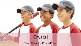  Presentation with baseball team - Beautiful presentation theme featuring young boys in baseball team backdrop and a lemonade colored foreground