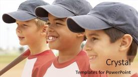  Presentation with baseball team - Presentation with young boys in baseball team background and a coral colored foreground