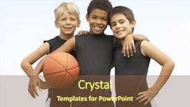  Presentation with basketball - Audience pleasing slides consisting of young boys in basketball team backdrop and a tawny brown colored foreground