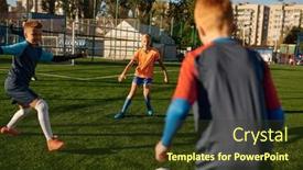  Presentation with club training - Slide deck having young-boys-in-sports-soccer background and a tawny brown colored foreground