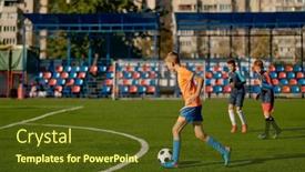  Presentation with kids soccer - Theme consisting of young-boys-playing-football-soccer background and a tawny brown colored foreground