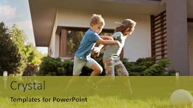  Presentation with soccer - Slides having young-boys-playing-soccer background and a gold colored foreground