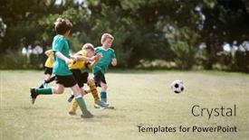  Presentation with running - Presentation design consisting of young-boys-running background and a  colored foreground