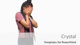  Presentation with sad girl - Presentation theme with young-braided-hair-african-american background and a white colored foreground