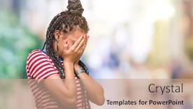  Presentation with sad girl - Amazing theme having young-braided-hair-african-american backdrop and a coral colored foreground