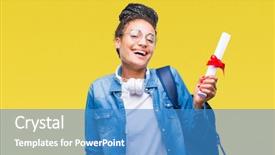  Presentation with happy young student girl holding - Cool new PPT theme with young braided hair african american backdrop and a teal colored foreground