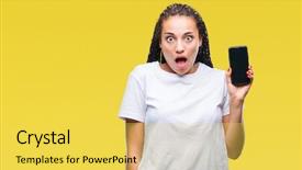  Presentation with african american talent show - Beautiful presentation design featuring young braided hair african american backdrop and a yellow colored foreground