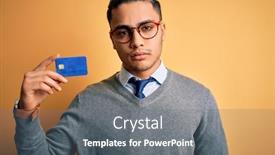  Presentation with smart card - Slides featuring young-brazilian-businessman-holding-credit background and a gray colored foreground