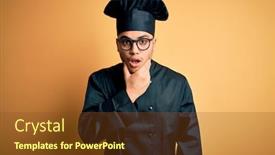  Presentation with chef - Audience pleasing PPT layouts consisting of young-brazilian-chef-man-wearing backdrop and a tawny brown colored foreground
