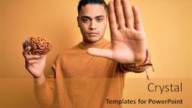  Presentation with salty - Amazing PPT layouts having young-brazilian-man-holding-bowl backdrop and a gold colored foreground