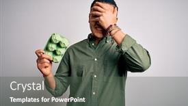  Presentation with box carton - Presentation theme having young-brazilian-man-holding-carton background and a dark gray colored foreground