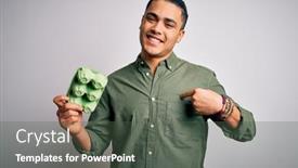  Presentation with box carton - Colorful slide set enhanced with young-brazilian-man-holding-carton backdrop and a dark gray colored foreground