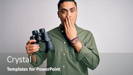  Presentation with young - Cool new slide set with young-brazilian-man-looking-through backdrop and a dark gray colored foreground