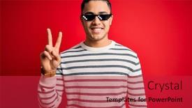  Presentation with happy life - Presentation theme consisting of young-brazilian-man-wearing-funny background and a red colored foreground