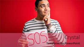  Presentation with red banner - Amazing presentation theme having young-brazilian-man-with-problem backdrop and a red colored foreground