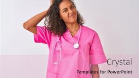  Presentation with nurse thinking - Amazing slide set having young brazilian nurse woman wearing backdrop and a lemonade colored foreground