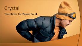  Presentation with back pain - PPT layouts enhanced with young-brazilian-skier-man-wearing background and a yellow colored foreground
