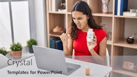  Presentation with yelling - Slide set consisting of young-brazilian-woman-doing-video background and a light gray colored foreground