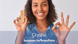  Presentation with granola - PPT layouts enhanced with young-brazilian-woman-eating-granola background and a ocean colored foreground