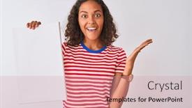  Presentation with winner - PPT theme with very happy and excited winner background and a coral colored foreground