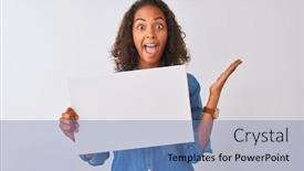  Presentation with winner - Slide deck enhanced with young-brazilian-woman-holding-banner background and a teal colored foreground