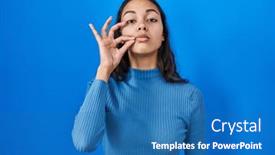  Presentation with lips mouth - PPT theme enhanced with young-brazilian-woman-standing-over background and a teal colored foreground