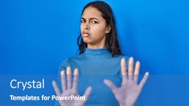  Presentation with forbidden - PPT theme enhanced with young-brazilian-woman-standing-over background and a teal colored foreground