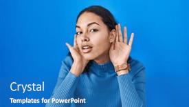  Presentation with deaf - PPT theme enhanced with young-brazilian-woman-standing-over background and a teal colored foreground