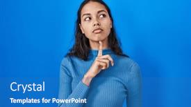  Presentation with thinking - Presentation theme with young-brazilian-woman-standing-over background and a teal colored foreground