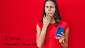  Presentation with smartphone - PPT layouts consisting of young-brazilian-woman-using-smartphone background and a  colored foreground