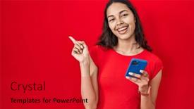  Presentation with smartphone - Presentation consisting of young-brazilian-woman-using-smartphone background and a  colored foreground