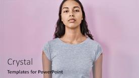  Presentation with pink simple - Presentation design enhanced with young-brazilian-woman-wearing-casual background and a light gray colored foreground