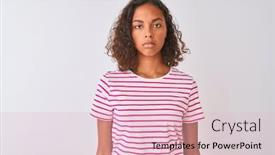  Presentation with pink simple - PPT layouts having young brazilian woman wearing pink striped t-shirt standing over isolated white background relaxed with serious expression on face simple and natural looking at the camera background and a lemonade colored foreground