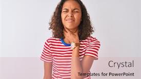  Presentation with sore throat - Theme having young-brazilian-woman-wearing-red background and a lemonade colored foreground