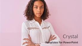  Presentation with pink simple - Slide deck having young-brazilian-woman-wearing-shirt background and a lemonade colored foreground