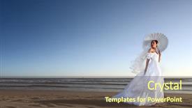  Presentation with bride - Cool new presentation theme with young bride on her wedding backdrop and a tawny brown colored foreground