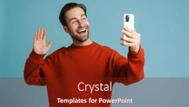  Presentation with selfie - PPT theme enhanced with young-bristle-man-gesturing background and a tawny brown colored foreground