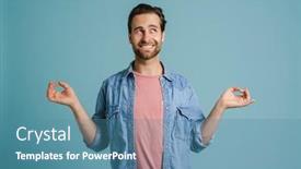  Presentation with zen - PPT theme with young-bristle-man-meditating background and a teal colored foreground