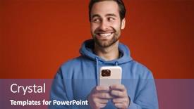  Presentation with phone - PPT layouts having young-bristle-man-wearing-hoodie background and a ocean colored foreground