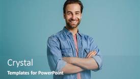  Presentation with blue - Theme enhanced with young-bristle-man-wearing-shirt background and a teal colored foreground