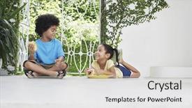  Presentation with sister - PPT theme having young brother and sister having background and a light gray colored foreground