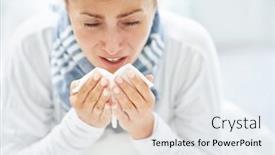  Presentation with tissue - Slides enhanced with young-brunet-woman-sick background and a sky blue colored foreground