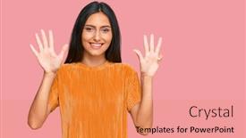  Presentation with arab - Colorful slide deck enhanced with young-brunette-arab-woman-wearing and a gold colored foreground