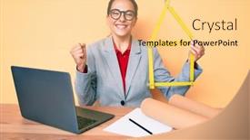  Presentation with build - Beautiful slide set featuring young-brunette-architect-woman backdrop and a blonde colored foreground