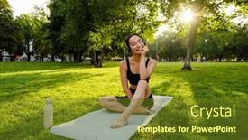  Presentation with asian - Slides enhanced with young-brunette-asian-woman-using background and a tawny brown colored foreground