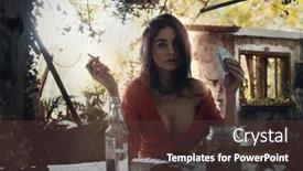  Presentation with beauty - Theme featuring young-brunette-beauty-in-ruined background and a tawny brown colored foreground