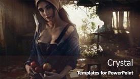  Presentation with beauty - Cool new PPT theme with young-brunette-beauty-in-ruined backdrop and a tawny brown colored foreground